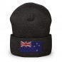 Cuffed Beanie Hat New Zealand Flag Embroidered Winter Hat Knit Patriotic Hat, Kiwi Pride
