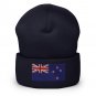 Cuffed Beanie Hat New Zealand Flag Embroidered Winter Hat Knit Patriotic Hat, Kiwi Pride
