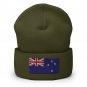 Cuffed Beanie Hat New Zealand Flag Embroidered Winter Hat Knit Patriotic Hat, Kiwi Pride