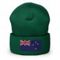 Cuffed Beanie Hat New Zealand Flag Embroidered Winter Hat Knit Patriotic Hat, Kiwi Pride