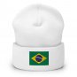 Cuffed Beanie Hat Brazil Flag Embroidered Winter Hat Knit Patriotic Hat, Brazilian Pride