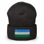 Cuffed Beanie Hat Uzbekistan Flag Embroidered Winter Hat Knit Patriotic Hat, Uzbek Pride