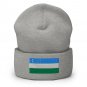 Cuffed Beanie Hat Uzbekistan Flag Embroidered Winter Hat Knit Patriotic Hat, Uzbek Pride
