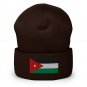 Cuffed Beanie Hat Jordan Flag Embroidered Winter Hat Knit Patriotic Hat, Jordanian Pride