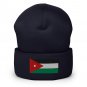 Cuffed Beanie Hat Jordan Flag Embroidered Winter Hat Knit Patriotic Hat, Jordanian Pride