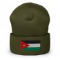 Cuffed Beanie Hat Jordan Flag Embroidered Winter Hat Knit Patriotic Hat, Jordanian Pride