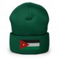 Cuffed Beanie Hat Jordan Flag Embroidered Winter Hat Knit Patriotic Hat, Jordanian Pride