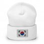Cuffed Beanie Hat South Korea Flag Embroidered Winter Hat Knit Patriotic Hat, Korean Pride