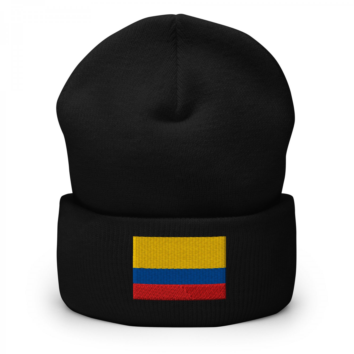 Cuffed Beanie Hat Colombia Flag Embroidered Winter Hat Knit Patriotic Hat, Colombian Pride