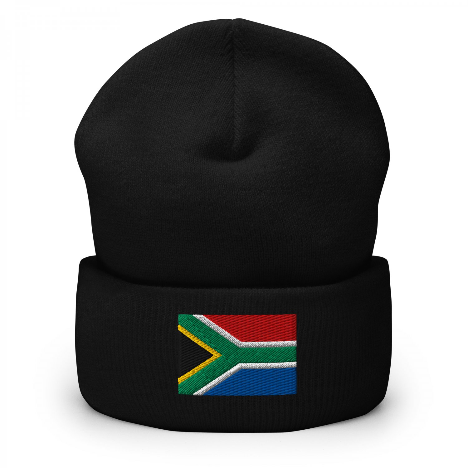 Cuffed Beanie Hat South Africa Flag Embroidered Winter Hat Knit Patriotic Hat, South African Pride