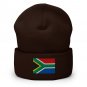 Cuffed Beanie Hat South Africa Flag Embroidered Winter Hat Knit Patriotic Hat, South African Pride