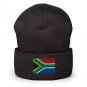 Cuffed Beanie Hat South Africa Flag Embroidered Winter Hat Knit Patriotic Hat, South African Pride