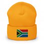 Cuffed Beanie Hat South Africa Flag Embroidered Winter Hat Knit Patriotic Hat, South African Pride