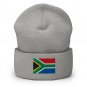 Cuffed Beanie Hat South Africa Flag Embroidered Winter Hat Knit Patriotic Hat, South African Pride
