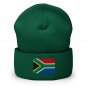 Cuffed Beanie Hat South Africa Flag Embroidered Winter Hat Knit Patriotic Hat, South African Pride