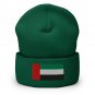 Cuffed Beanie Hat UAE Flag Embroidered Winter Hat Knit Patriotic Hat, Emirati Pride