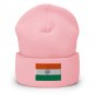 Cuffed Beanie Hat India Flag Embroidered Winter Hat Knit Patriotic Hat, Indian Pride