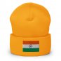 Cuffed Beanie Hat India Flag Embroidered Winter Hat Knit Patriotic Hat, Indian Pride