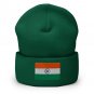 Cuffed Beanie Hat India Flag Embroidered Winter Hat Knit Patriotic Hat, Indian Pride