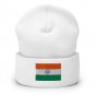 Cuffed Beanie Hat India Flag Embroidered Winter Hat Knit Patriotic Hat, Indian Pride