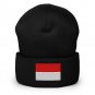Cuffed Beanie Hat Indonesia Flag Embroidered Winter Hat Knit Patriotic Hat, Indonesian Pride