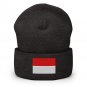 Cuffed Beanie Hat Indonesia Flag Embroidered Winter Hat Knit Patriotic Hat, Indonesian Pride