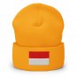 Cuffed Beanie Hat Indonesia Flag Embroidered Winter Hat Knit Patriotic Hat, Indonesian Pride