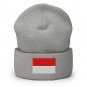 Cuffed Beanie Hat Indonesia Flag Embroidered Winter Hat Knit Patriotic Hat, Indonesian Pride