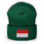 Cuffed Beanie Hat Indonesia Flag Embroidered Winter Hat Knit Patriotic Hat, Indonesian Pride