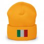 Cuffed Beanie Hat Italy Flag Embroidered Winter Hat Knit Patriotic Hat, Italian Pride