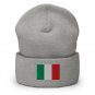 Cuffed Beanie Hat Italy Flag Embroidered Winter Hat Knit Patriotic Hat, Italian Pride