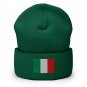 Cuffed Beanie Hat Italy Flag Embroidered Winter Hat Knit Patriotic Hat, Italian Pride