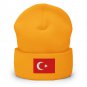 Cuffed Beanie Hat Turkey Flag Embroidered Winter Hat Knit Patriotic Hat, Turkish Pride