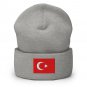 Cuffed Beanie Hat Turkey Flag Embroidered Winter Hat Knit Patriotic Hat, Turkish Pride