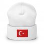 Cuffed Beanie Hat Turkey Flag Embroidered Winter Hat Knit Patriotic Hat, Turkish Pride