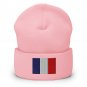 Cuffed Beanie Hat France Flag Embroidered Winter Hat Knit Patriotic Hat, French Pride