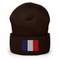 Cuffed Beanie Hat France Flag Embroidered Winter Hat Knit Patriotic Hat, French Pride