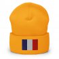Cuffed Beanie Hat France Flag Embroidered Winter Hat Knit Patriotic Hat, French Pride