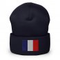 Cuffed Beanie Hat France Flag Embroidered Winter Hat Knit Patriotic Hat, French Pride