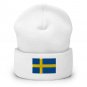 Cuffed Beanie Hat Sweden Flag Embroidered Winter Hat Knit Patriotic Hat, Swedish Pride