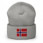 Cuffed Beanie Hat Norway Flag Embroidered Winter Hat Knit Patriotic Hat, Norwegian Pride