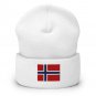 Cuffed Beanie Hat Norway Flag Embroidered Winter Hat Knit Patriotic Hat, Norwegian Pride