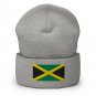 Cuffed Beanie Hat Jamaica Flag Embroidered Winter Hat Knit Patriotic Hat, Jamaican Pride