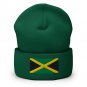 Cuffed Beanie Hat Jamaica Flag Embroidered Winter Hat Knit Patriotic Hat, Jamaican Pride