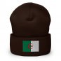 Cuffed Beanie Hat Algeria Flag Embroidered Winter Hat Knit Patriotic Hat, Algerian Pride