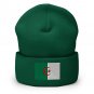 Cuffed Beanie Hat Algeria Flag Embroidered Winter Hat Knit Patriotic Hat, Algerian Pride