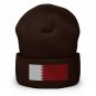 Cuffed Beanie Hat Qatar Flag Embroidered Winter Hat Knit Patriotic Hat, Qatari Pride