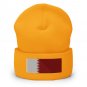 Cuffed Beanie Hat Qatar Flag Embroidered Winter Hat Knit Patriotic Hat, Qatari Pride