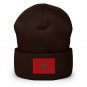 Cuffed Beanie Hat Morocco Flag Embroidered Winter Hat Knit Patriotic Hat, Moroccan Pride