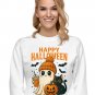 Cute Halloween Ghost & Cat Sweatshirt, Spooky  Fall Aesthetic Tee, Pumpkin Latte Ghost Cozy Gift
